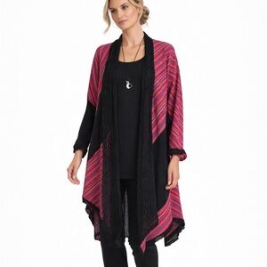 Soo Hoo Artistan Made Mixed Media Open Front Lagenlook Cardigan Shrug OS